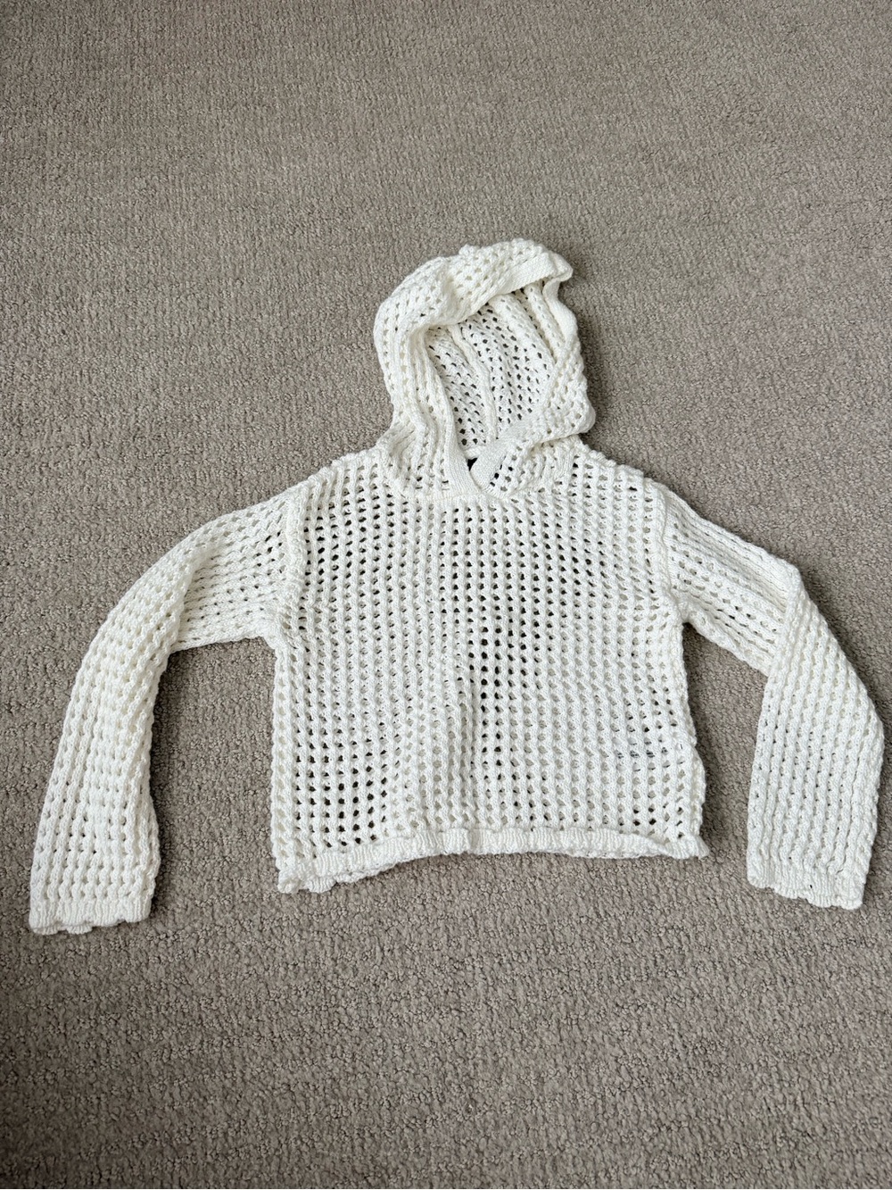 art class Cream Open-Weave Hooded Swim Coverup